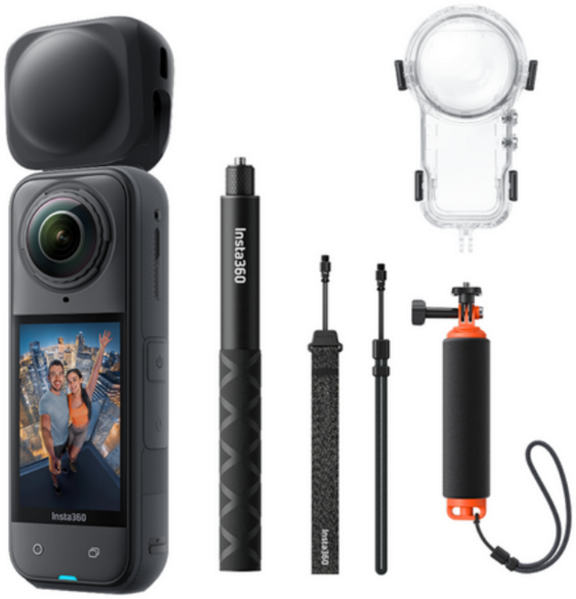 인스타360 X5 인비져블 다이브 액션캠 번들 세트, 블랙