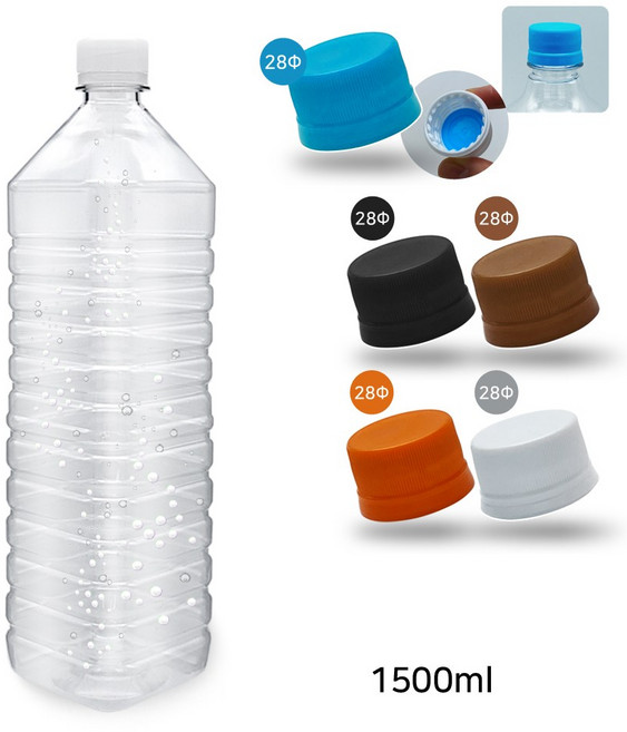 내압캡 생수 공병 사각 1500ml (2개) 탄산 효소 보틀, 화이트, 1개