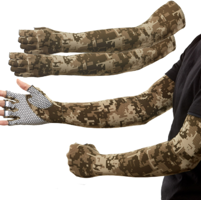 위키란쥬 밀리터리 반장갑 팔토시 자외선차단 냉감 여름 골프 등산 손가락 쿨토시, 카키 양손, 1개