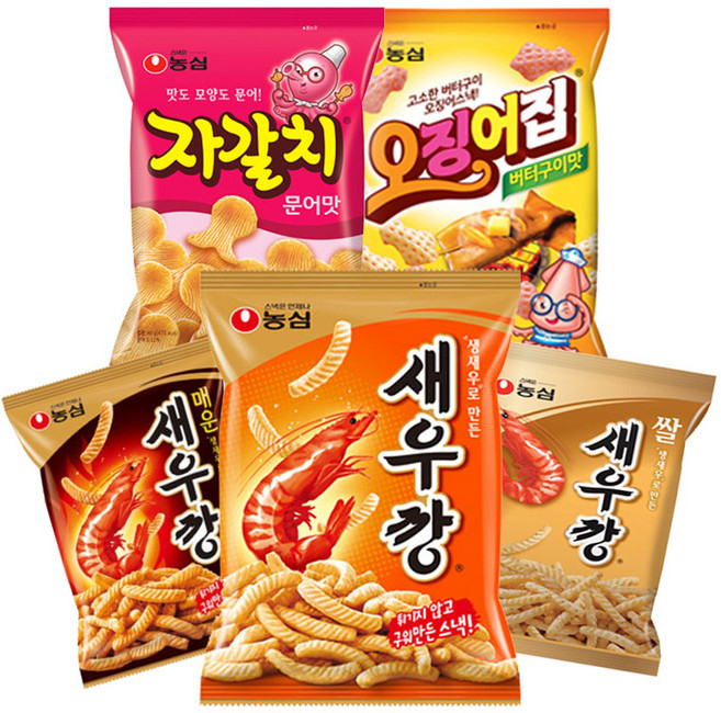 농심 새우깡 매운새우깡 쌀새우깡 자갈치 오징어집, 1세트