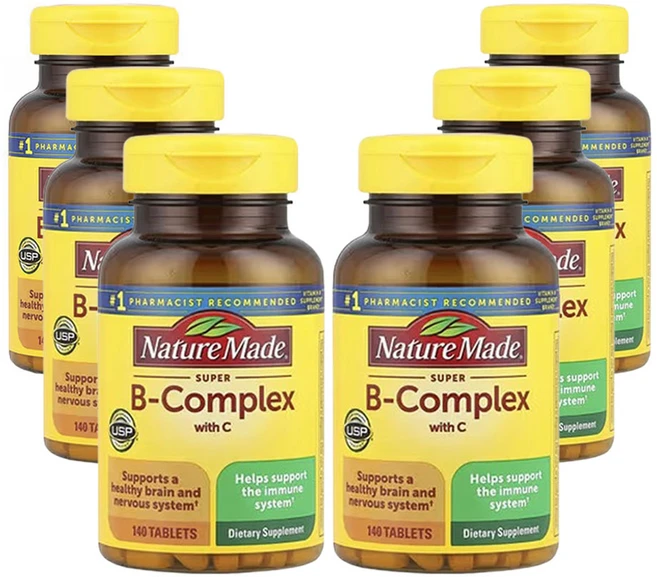 네이쳐메이드 비타민C 함유 슈퍼 B-복합체, 6개, 140정 - 쿠팡