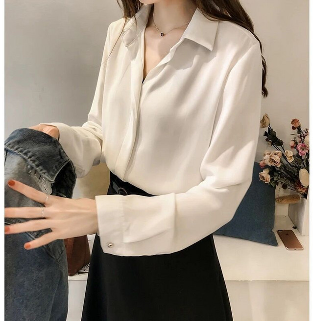 女生純色雪紡襯衫 OL上班通勤氣質優雅簡約