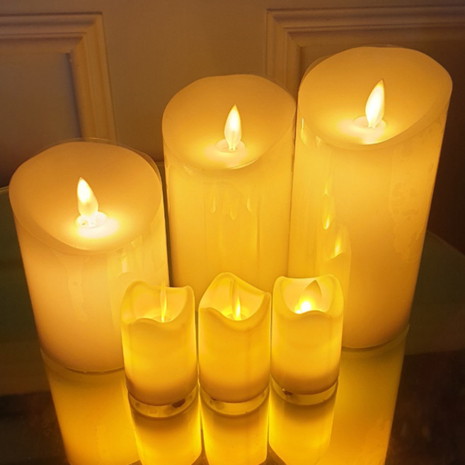 흔들리는 led 초 필라 캔들 장식 소품 조명 크리스마스, 1개