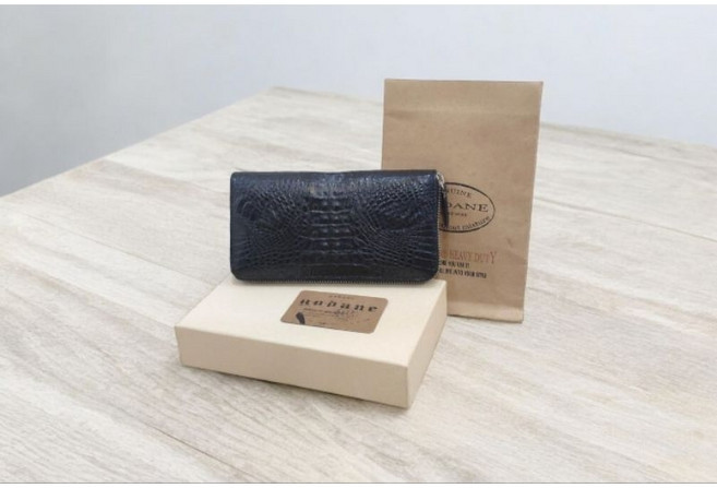 GODANE 鱷魚皮革拉鍊長夾 - 未使用庫存真品