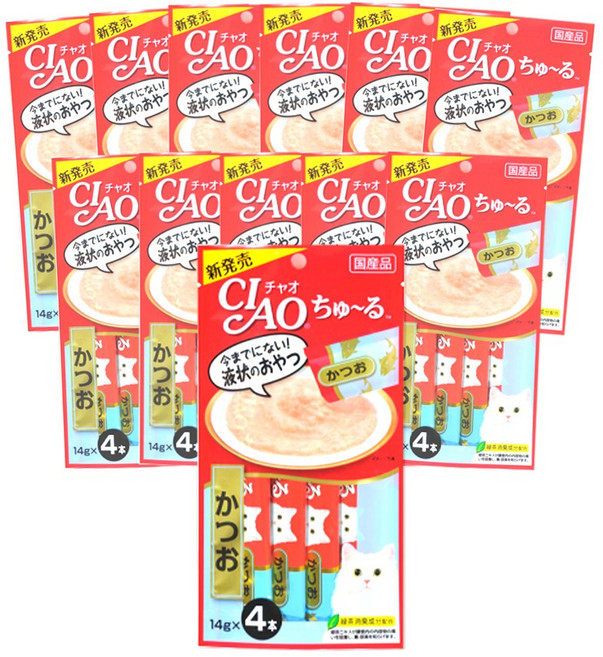 챠오츄르 고양이 짜먹는 간식, 가다랑어, 14g, 48개