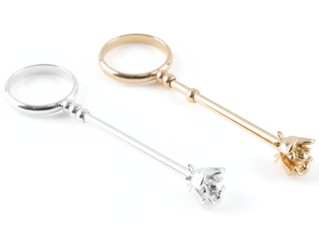 오브닛 [1+1] 찌든내 걱정 없는 담배 홀더 반지 흡연 냄새 제거 방지용 시가렛 집게, 2개, [꽃] 골드+실버