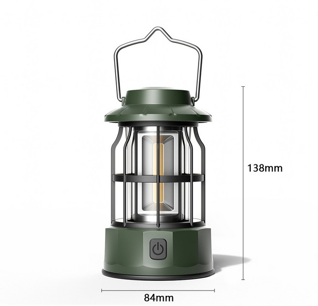 充電式復古風野營燈, L801SR綠色 小款 充電款 84*138mm, 1個