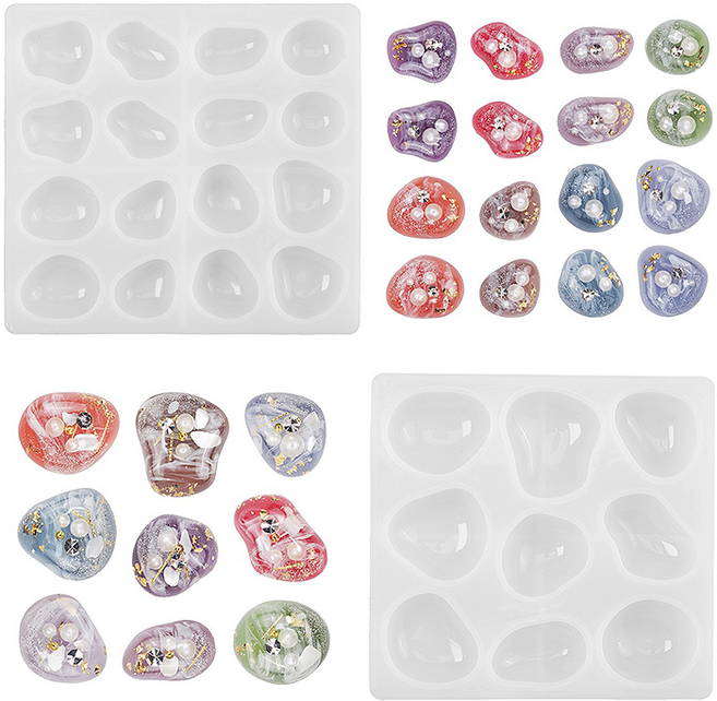 드그라쎄 레진 공예 재료 - 미니 조약돌 9구 /16구 레진 아트 공예 실리콘 몰드, 조약돌 16구, 1개