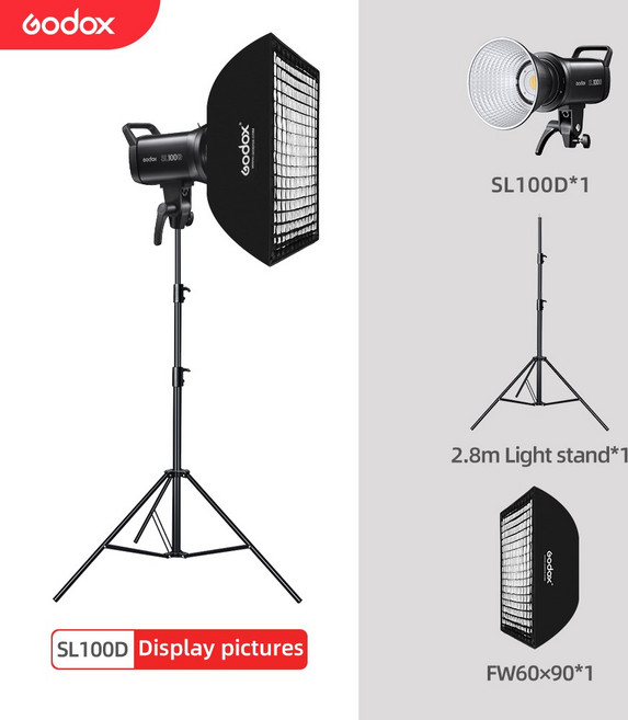 Godox SL100D SL-100D 100W 5600K 화이트 버전 LCD 패널 LED 비디오 라이트 연속 출력 보웬 마운트 스튜디, 09 SL100D Kit 5_01 CHINA, 1개