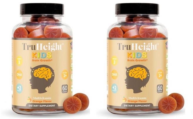 TruHeight 키즈 브레인 그로스 멀티비타민 오렌지맛 60구미 x2 2세이상