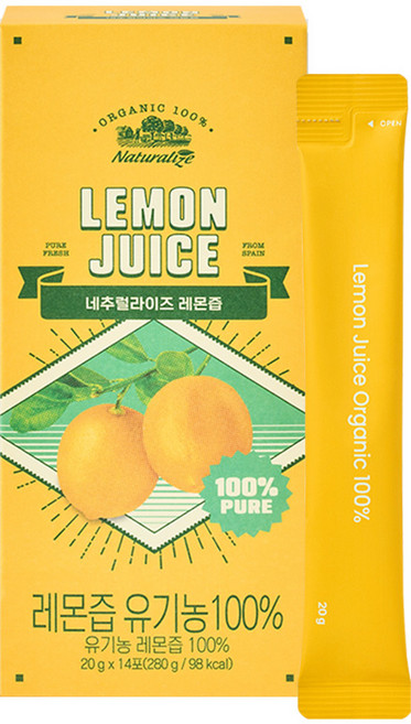 네추럴라이즈 레몬즙 100 NFC 착즙 스페인산 20g 14포 1개
