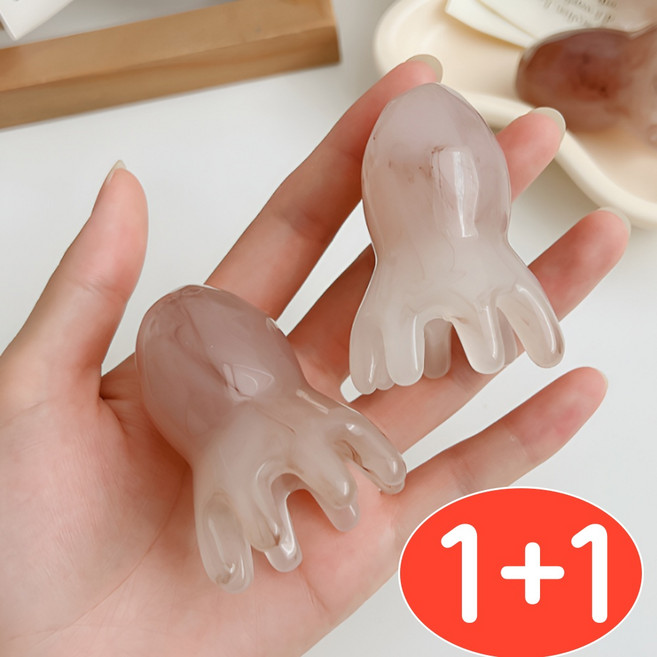 1+1 GF 만능 두피 마사지 문어 괄사 경락 지압, 베이비 핑크, 1개