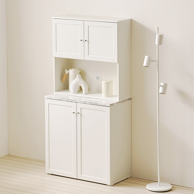 헤이몰리 베이글 주방수납장 800 상부장 방문설치, 화이트