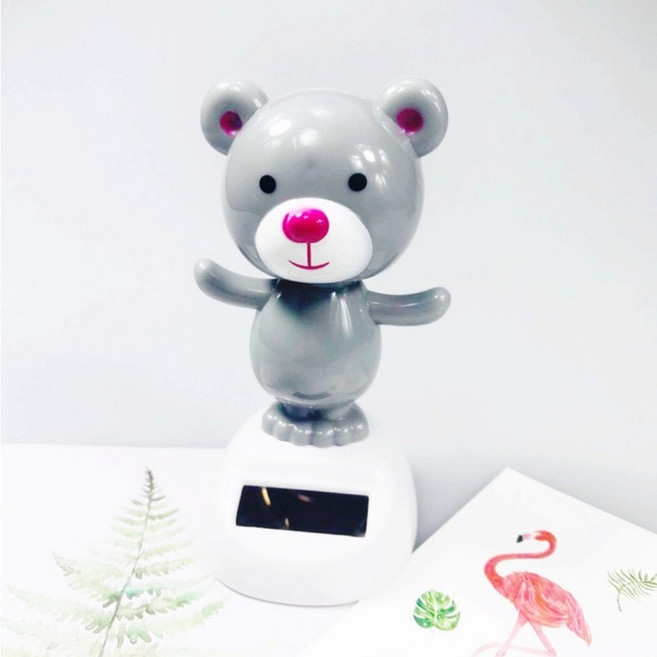 훌라 베어 곰인형 노호혼 태양열 피규어 장식 인테리어 소품, 그레이, 1개