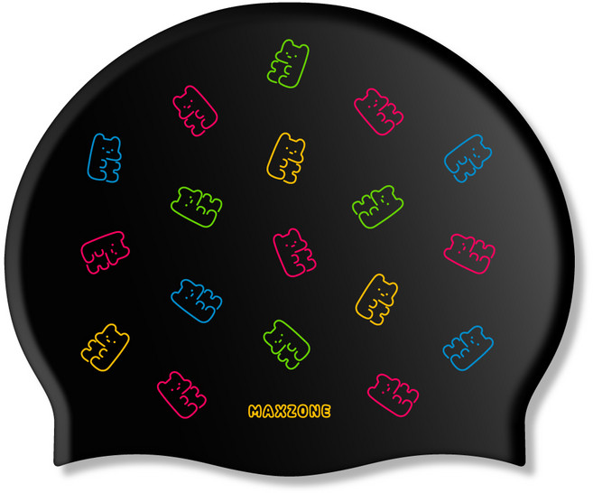 [맥스존] 젤리곰BK 빅사이즈 수모 대형 수모 성인수영모자, 블랙