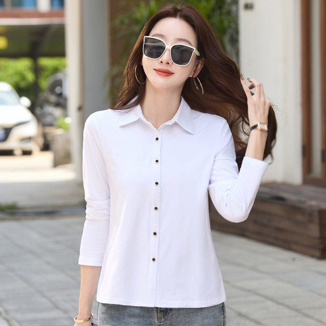 라부라카 스판 카라 중년여성 셔츠블라우스 루즈핏 남방 폴로 소프트 셔츠 쿨상의 4color