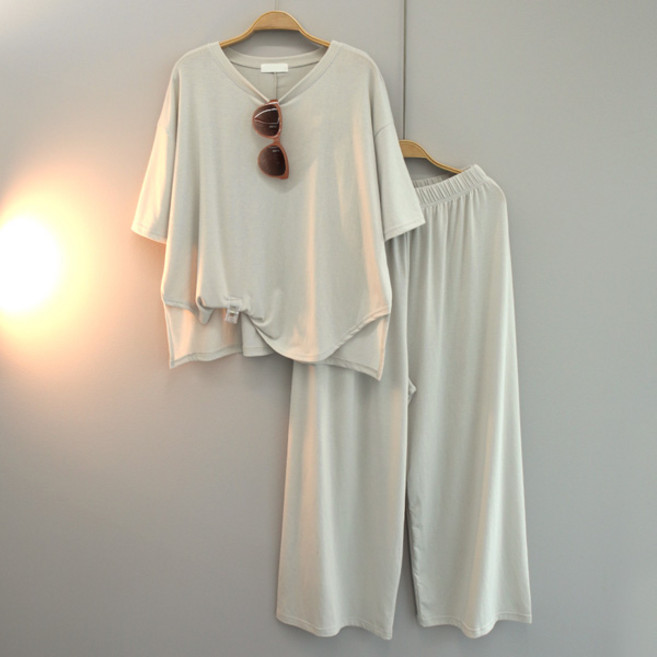 달콩 여성 엘라루즈핏와이드팬츠세트 상하세트 데일리룩 빅사이즈