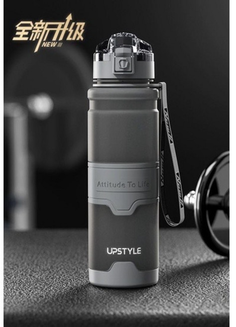 UPSTYLE 運動水壺 美國Tritan進口材質 防摔 便攜, 磨砂灰 1000ml（直飲款）, 1個, 1L