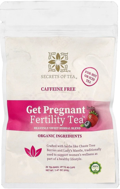 Secrets Tea 겟 Pregnant Fertility 과일 차 카페인 무함유 티백 20개 41g(1.47온스), Secrets Tea 겟 Pregnant Fertili, 2.05g, 1, 20 - 쿠팡