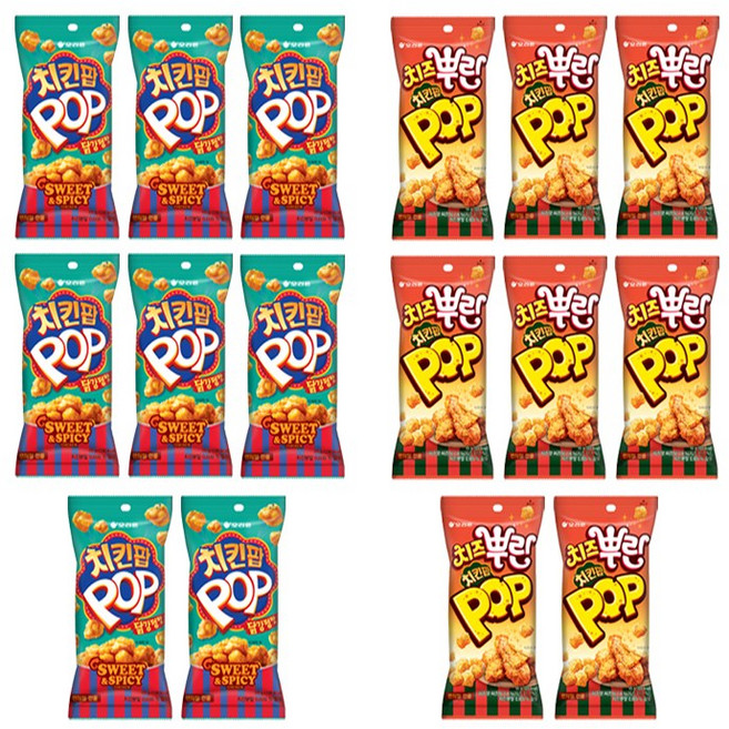 오리온 치즈뿌린 치킨팝+닭강정맛 8개씩, 65g, 16개