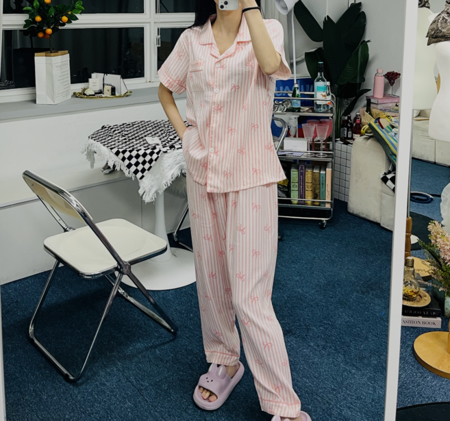 여름 잠옷 상하의 세트 반팔 반바지 긴바지 3piece