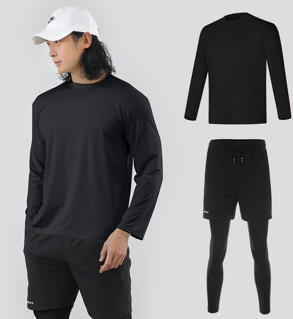 남성 루즈핏 긴팔 래쉬가드 세트 반바지 레깅스 수영복 체형커버 물놀이 비치웨어