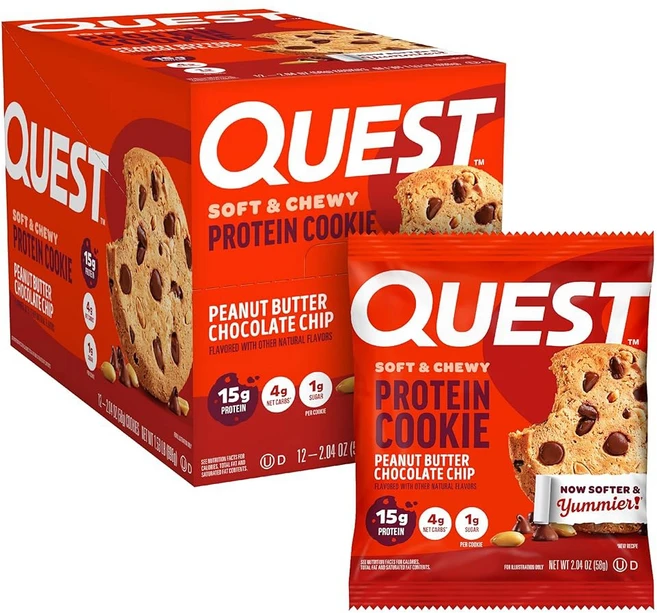 퀘스트 부드럽고 쫄깃한 단백질 쿠키 15g 더블 초콜릿 칩 12개, nut Butter C late Chip, 12 Count (Pa of 1), 59g, 1 - 쿠팡