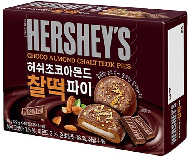 허쉬 초코 아몬드 찰떡파이 88g (22gX4개입), 22g, 4개