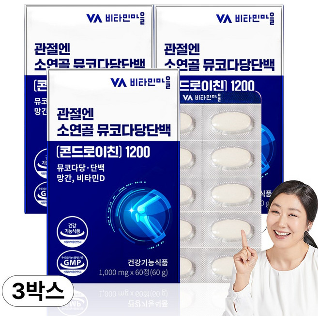 비타민마을 관절엔 소연골 뮤코다당단백 콘드로이친 1200, 60정, 3개
