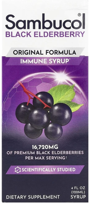 Sambucol 블랙 엘더베리 이뮨 시럽 오리지널 포뮬라 120ml(4fl oz), Sambucol블랙엘더베리이뮨시럽오리지널포뮬라120ml, 1개, 120ml - 쿠팡