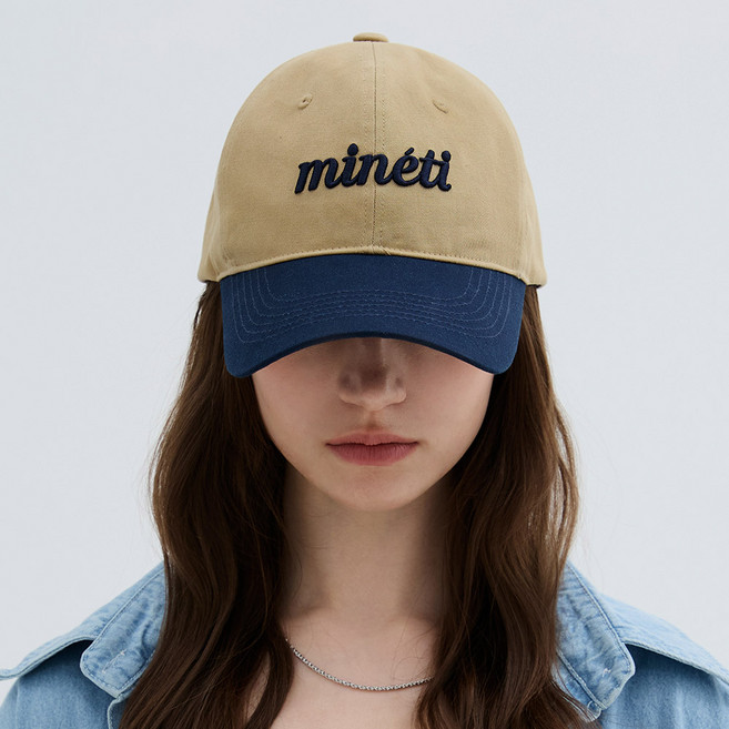 [미네티] 투톤 배색 코튼 데님 볼캡 야구모자 소두 대두 커플 캡모자