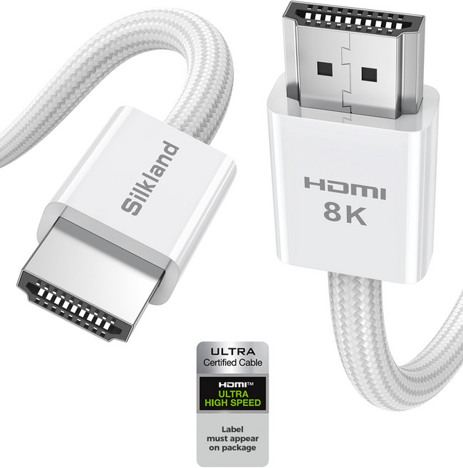 실크랜드 hdmi 2.1 인증 케이블 8K 48Gbps ULTRA HIGH SPEED 모니터케이블 ABS, 2m, 1개