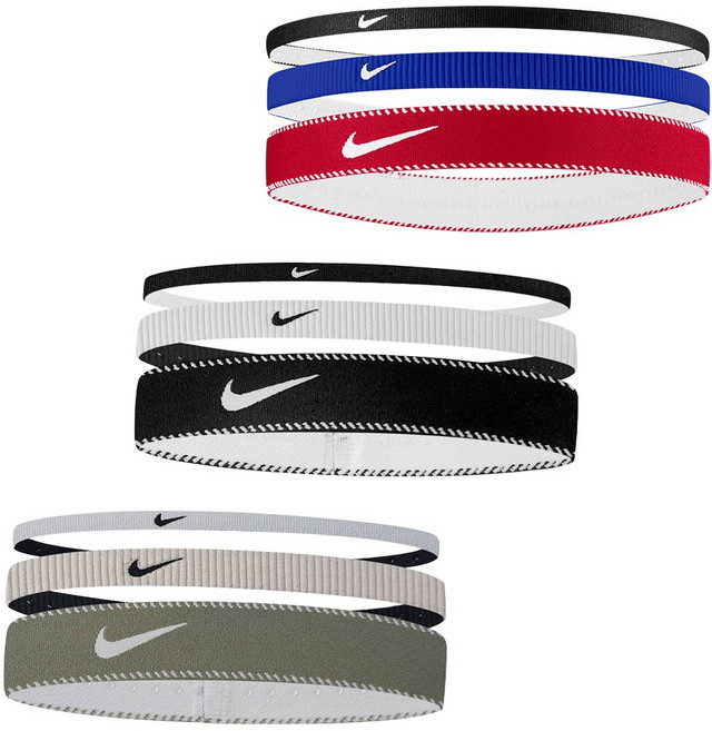 나이키 믹시드 위드 3PK 헤어밴드, 1개, 블랙/화이트