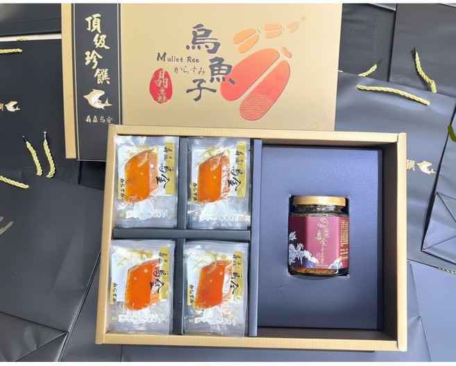 晶鱻一口吃烏魚子年節禮盒 即食真空包裝 伴手禮美食推薦, 1個, 一口烏魚子+烏金干貝醬禮盒