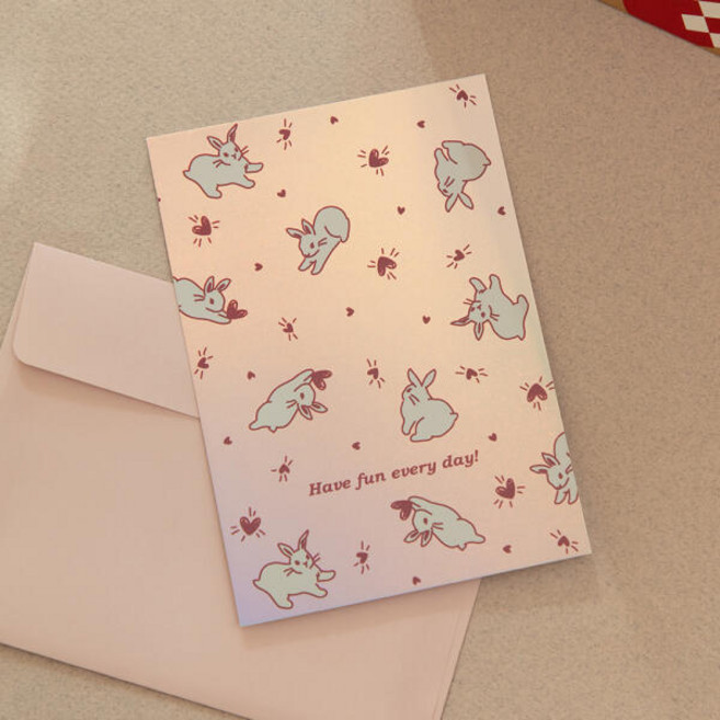 [데일리라이크] 홀로그램 카드 01-02 / 귀여운 디자인 편지지 편지봉투, Carnation