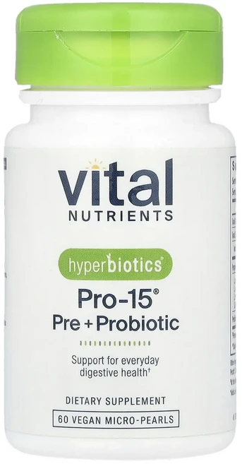 몸관리하세요 겨울입니다 Vital Nutrients Hyperbiotics® PRO-15® 프리바이오틱 + 프로바이오틱 비건 마이크로 펄 60개 특별관리진행, VitalNutrientsHyperbioticsPRO1, 1, 60 - 쿠팡