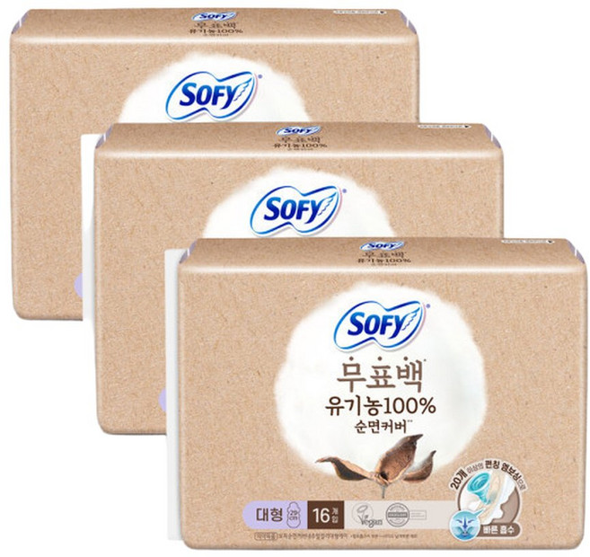 바디피트 무표백 생리대 대형 16p x 3개, 16개입