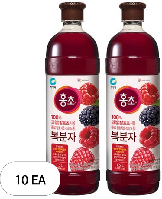 청정원 홍초 복분자 발효식초, 1.5L, 10개
