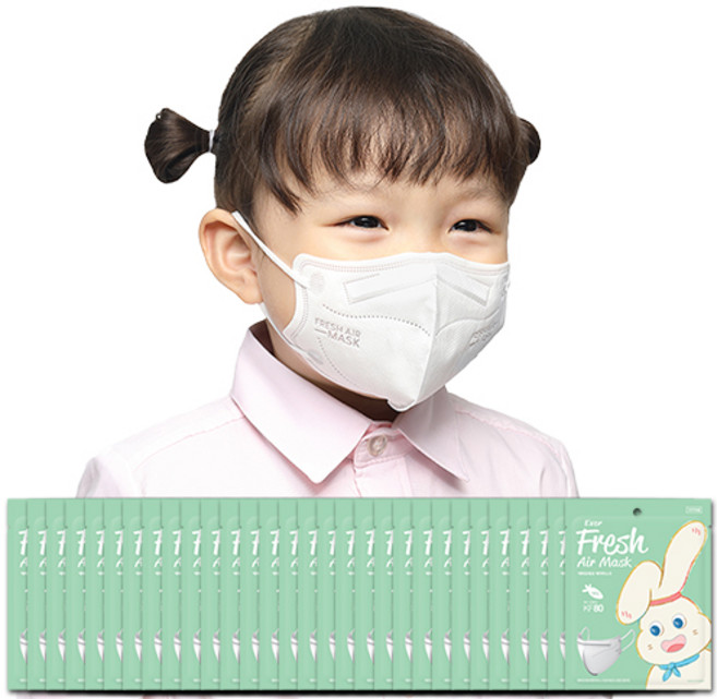KF80 초소형S 에버프레쉬 에어 마스크 얇고 가벼운 아기용 쿨마스크 새부리형 귀편한 숨쉬기편한, 1개입, 10개, 화이트