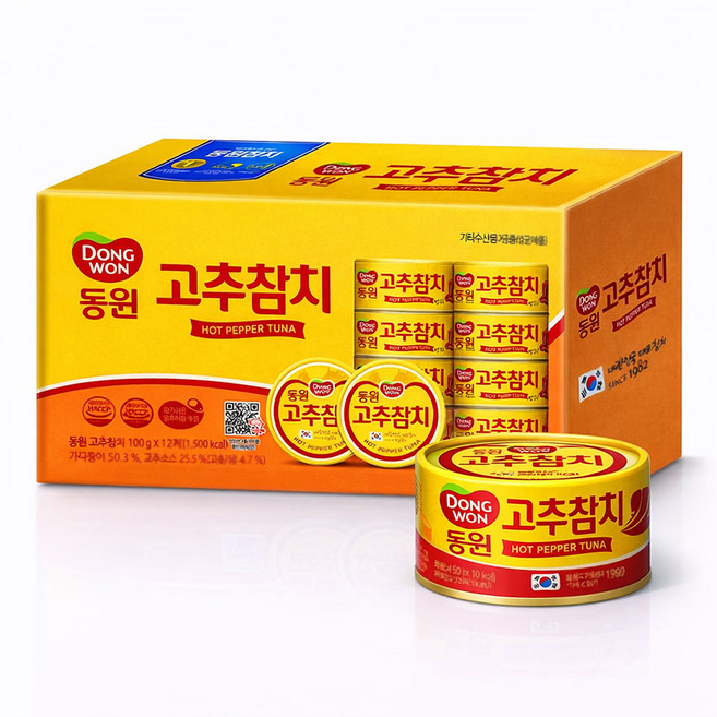 동원 고추참치 100g 12개 코스트코 멸균참치 베스트셀러 밥반찬 칼슘, 1.2kg, 1박스