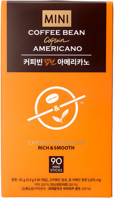 커피빈 캡틴 아메리카노 원두커피믹스, 900mg, 90개입, 1개