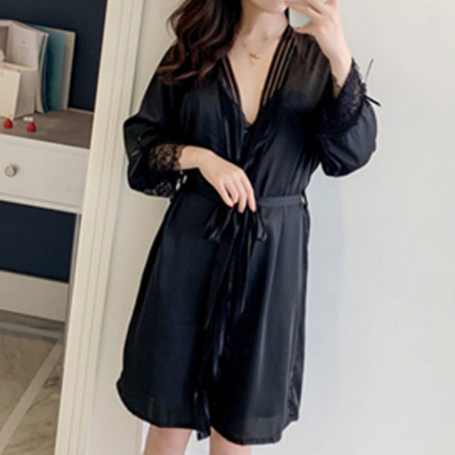 리카 여성 실크파자마 레이스 골프 목욕 가운