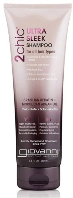 Giovanni 지오바니 2chic 브라질리언 케라틴 & 아르간 오일 울트라 슬릭 샴푸 250ml, 1개 - 쿠팡