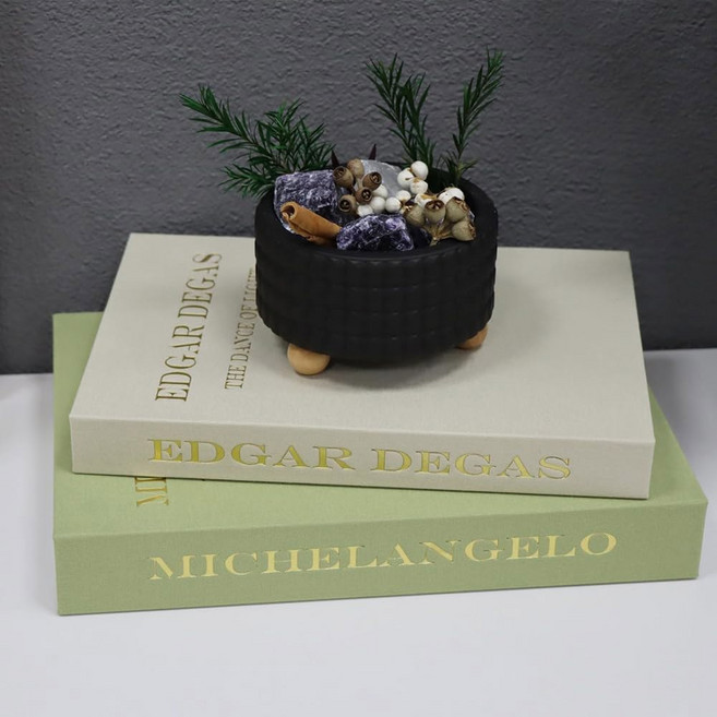 이메구미 커피 테이블용 장식용 책 린넨 에스테틱 인조 2권 세트 미니멀리스트 유품 사진 보관함 사무실 홈 거실 맨틀 탑 장식 블랙 베이지, Green beige