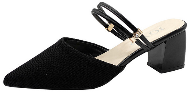 타니즈 엘리 큐빅 골지 투웨이 스트랩 슬링백 뮬 (6.5cm)