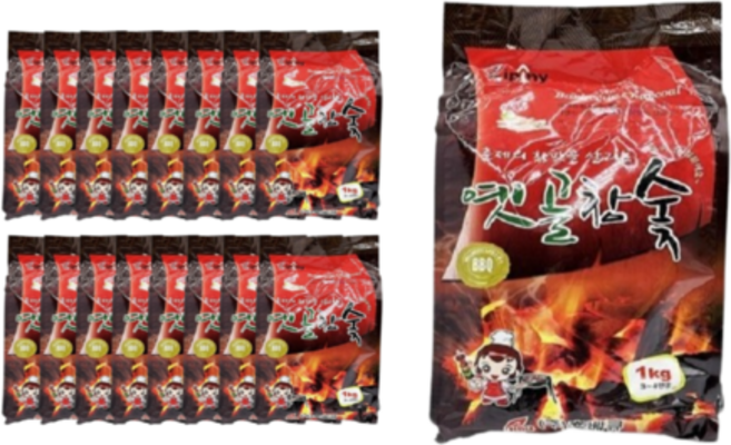 지피니 옛골 참숯 1kg + 착화제 포함 16개입 1박스, 16개