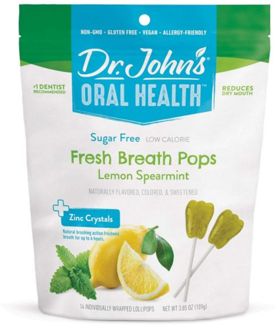 구강 스프레이 매너 입냄새 제거 구취 닥터 존스 건강 무설탕 캔디 저칼로리 스낵 케토 친화적 당뇨병 롤리팝스 레몬 스피어민트 14 카운트 3.85 OZ