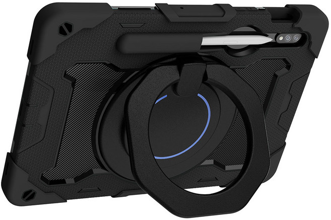 하푼 스탠드 회전 거치 핸들 펜수납 스트랩 케이스, 1개, 블랙