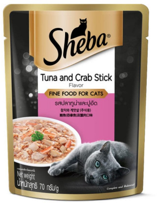 쉬바 고양이 주식 파우치, 닭, 70g, 3개