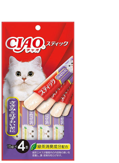 이나바 차오 츄르 고양이 간식, 닭가슴살 + 게살, 15g, 8개